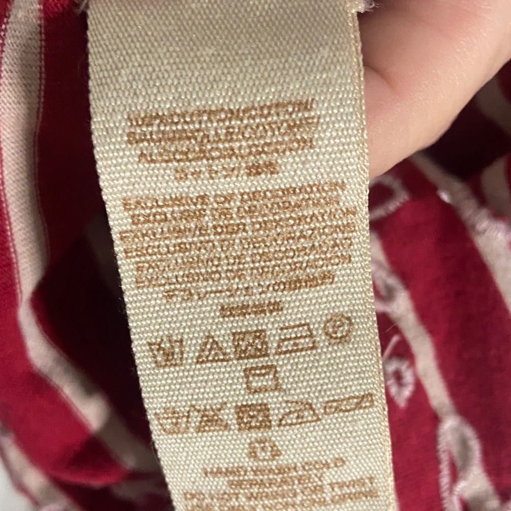 Free People Red and White Striped Embroidered V-Neck Cami - Picture 5 of 5